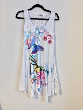 India Boutique Butterfly Floral Tunic Dress Medium Whimsigoth Fairycore Boho